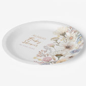 Wildblume Boho Floral Baby Dusche Pappteller (Schrägansicht)