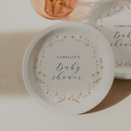 Wildblume Boho Floral Baby Dusche Pappteller