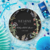Wildblume Boho Floral Black Welcome Brautparty Pappteller (Party)
