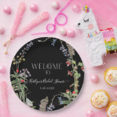 Wildblume Boho Floral Black Welcome Brautparty Pappteller (Party)
