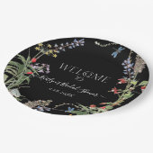 Wildblume Boho Floral Black Welcome Brautparty Pappteller (Schrägansicht)