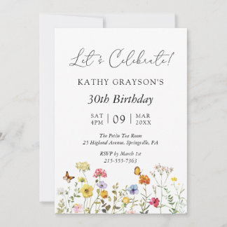 Wildblume Boho Floral Botanische Geburtstagsparty Einladung