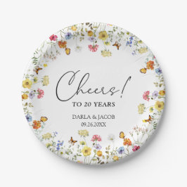 Wildblume Boho Floral Cheers Hochzeitstag Pappteller