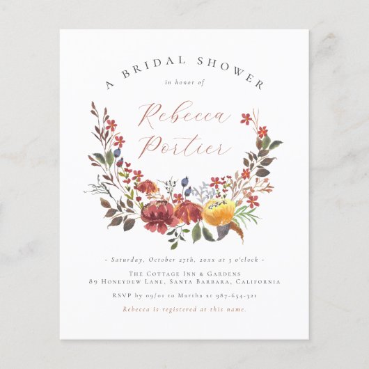 Wildblume Boho Floral Fall Brautparty (Vorderseite)