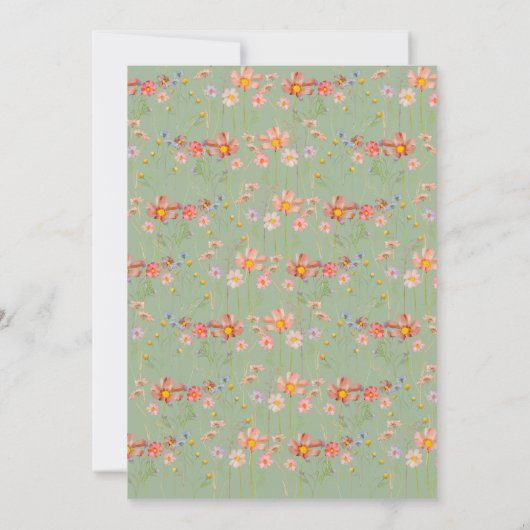 Wildblume Boho Floral Fall Sage Green Einladung (Rückseite)