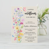 Wildblume Boho Floral Neutral Baby Dusche Einladung (Stehend Vorderseite)