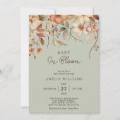 Wildblume Boho Floral Sage Green Baby in Bloom Einladung (Vorderseite)