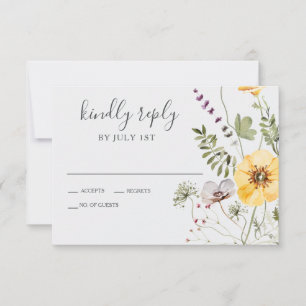 Wildblume Boho Floral Wedding RSVP Karte
