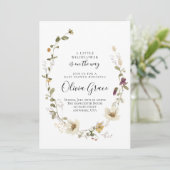 Wildblume Boho Floral Wreath Babydusche Einladung (Stehend Vorderseite)