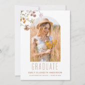 Wildblume Boho Florale Graduation Party Arch Foto Einladung (Vorderseite)