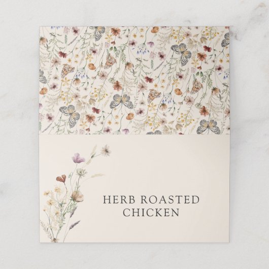 Wildblume Boho Food Buffet Karten (Außenseite Aufgefaltet)