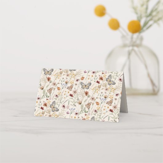 Wildblume Boho Food Buffet Karten (Rückseite)