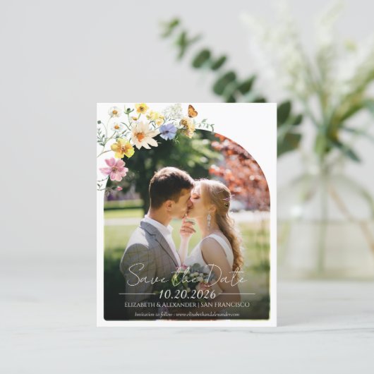 Wildblume | Boho Foto Save the Date (Stehend Vorderseite)