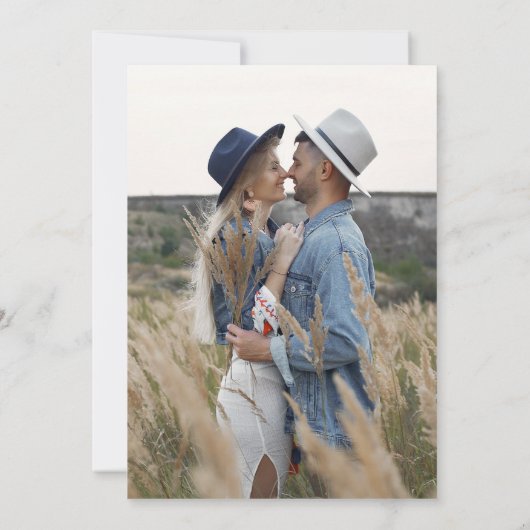 Wildblume Boho Foto Terracotta Botanische Hochzeit Einladung (Rückseite)