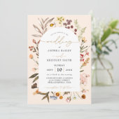 Wildblume Boho Garden Arch Wedding Einladung (Stehend Vorderseite)