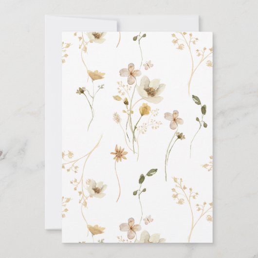 Wildblume Boho Garden Blumengarten erste Geburtsta Einladung (Rückseite)