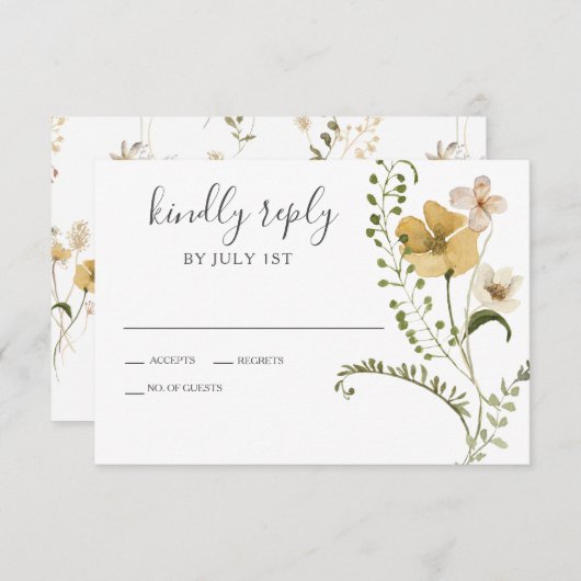 Wildblume Boho garden Floral Wedding RSVP Card (Vorne/Hinten)