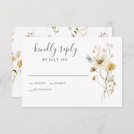 Wildblume Boho garden Floral Wedding RSVP Card (Vorne/Hinten)