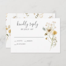 Wildblume Boho garden Floral Wedding RSVP Card