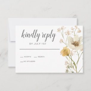 Wildblume Boho garden Floral Wedding RSVP Card Karte
