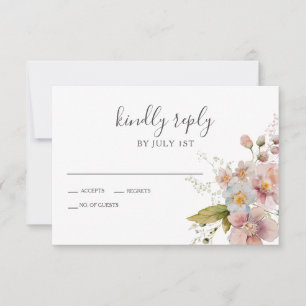 Wildblume Boho garden Floral Wedding RSVP Card Karte