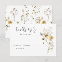 Wildblume Boho garden Floral Wedding RSVP Card
