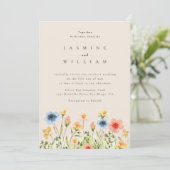 Wildblume Boho Garden Foto Hochzeit Einladung (Stehend Vorderseite)
