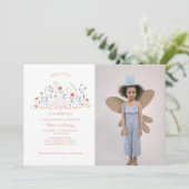 Wildblume Boho Garden Party 1. Geburtstag Foto Einladung (Stehend Vorderseite)