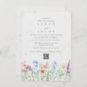 Wildblume Boho Garden QR Code Hochzeit Einladung (Vorne/Hinten)