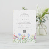 Wildblume Boho Garden QR Code Hochzeit Einladung (Stehend Vorderseite)