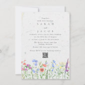 Wildblume Boho Garden QR Code Hochzeit Einladung (Vorderseite)