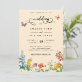 Wildblume Boho Garden Wedding Einladung (Stehend Vorderseite)