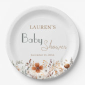 Wildblume Boho Gender Neutral Baby Dusche Pappteller (Vorderseite)