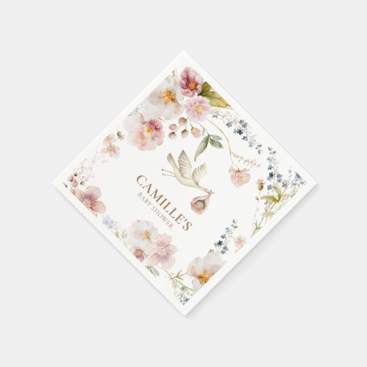 Wildblume Boho Girl Babydusche Serviette (Ecke)