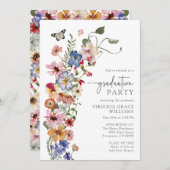 Wildblume Boho Graduation Party Einladung (Vorne/Hinten)