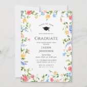 Wildblume Boho Graduation Party Einladung (Vorderseite)