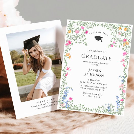 Wildblume Boho Graduation Party Einladung