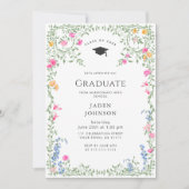 Wildblume Boho Graduation Party Einladung (Vorderseite)