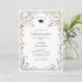 Wildblume Boho Graduation Party Einladung (Stehend Vorderseite)