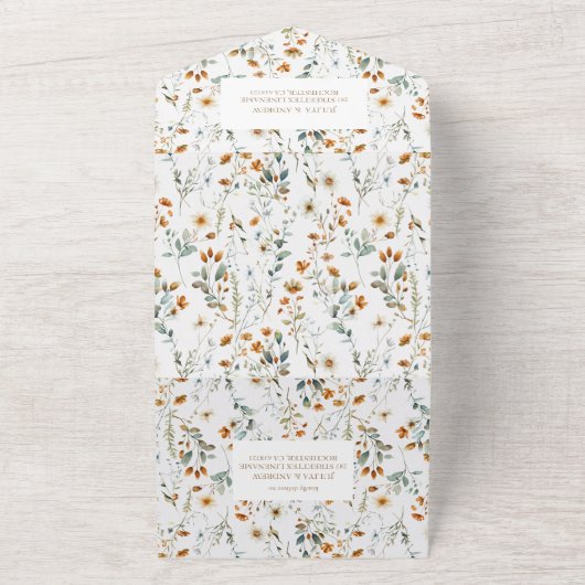 Wildblume Boho Hochzeit alles in einem All In One Einladung (Außenbereich)