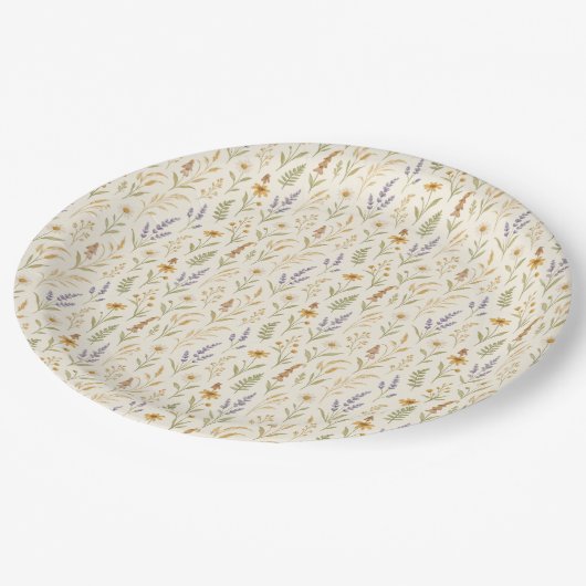 Wildblume Boho Hochzeit im Blut Pappteller (Schrägansicht)