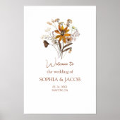 Wildblume Boho Hochzeit im Herbst Begrüßungspapier Poster (Vorne)