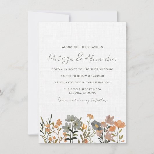 Wildblume Boho Hochzeit im Herbst Einladung (Vorderseite)