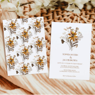 Wildblume Boho Hochzeit im Herbst Einladung