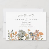 Wildblume Boho Hochzeit im Herbst Foto Save the Da Date (Vorderseite)