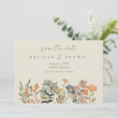 Wildblume Boho Hochzeit im Herbst Foto Save the Da Save The Date (Stehend Vorderseite)