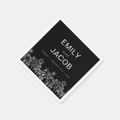 Wildblume Boho Hochzeit in Bloom Black Serviette (Ecke)