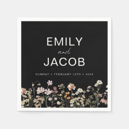 Wildblume Boho Hochzeit in Bloom Black Serviette