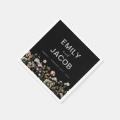 Wildblume Boho Hochzeit in Bloom Black Serviette (Ecke)
