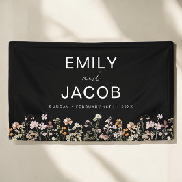 Wildblume Boho Hochzeit in Bloom Schwarz-weiß Banner